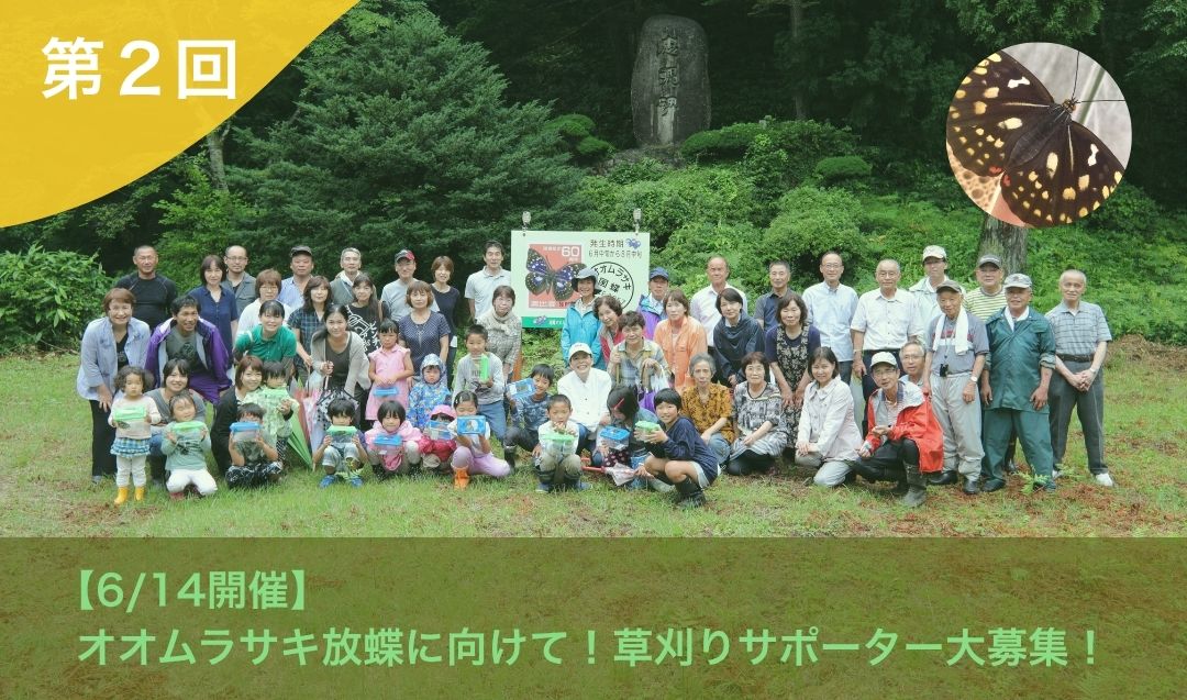 【6/14開催】第２回オオムラサキ放蝶に向けて！草刈りサポーター大募集！（7/5 オオムラサキ放蝶会に向け準備中！）